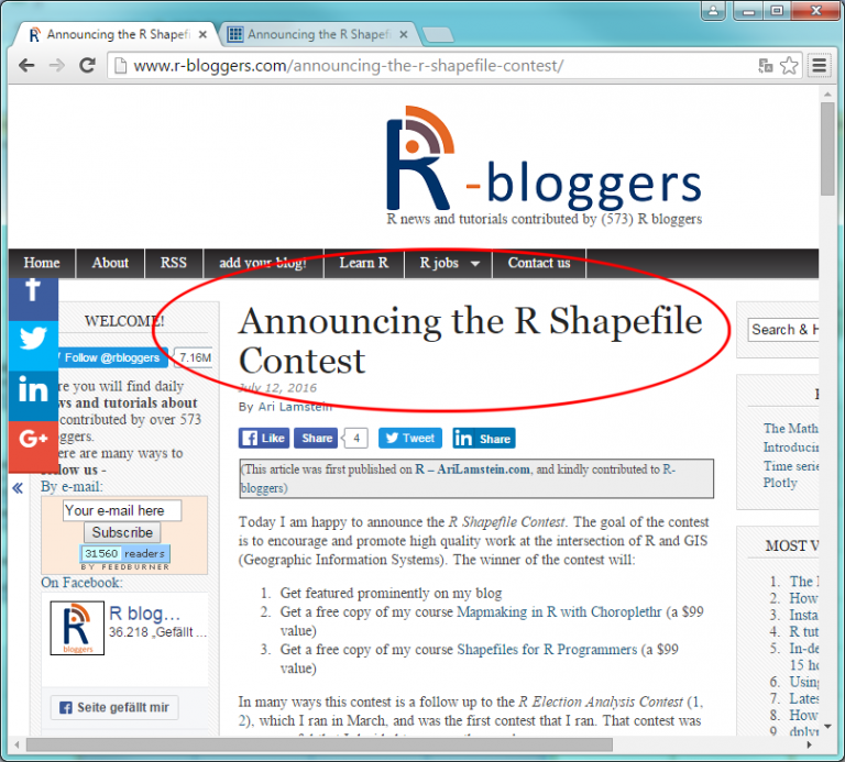 R & GIS: R-Shapefile Contest | #geoObserver