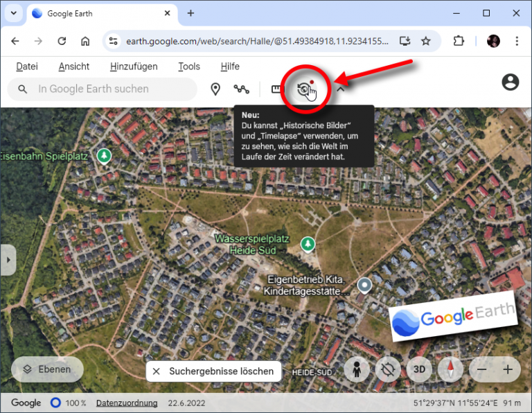 Historische Luftbilder via Google Earth geoObserver