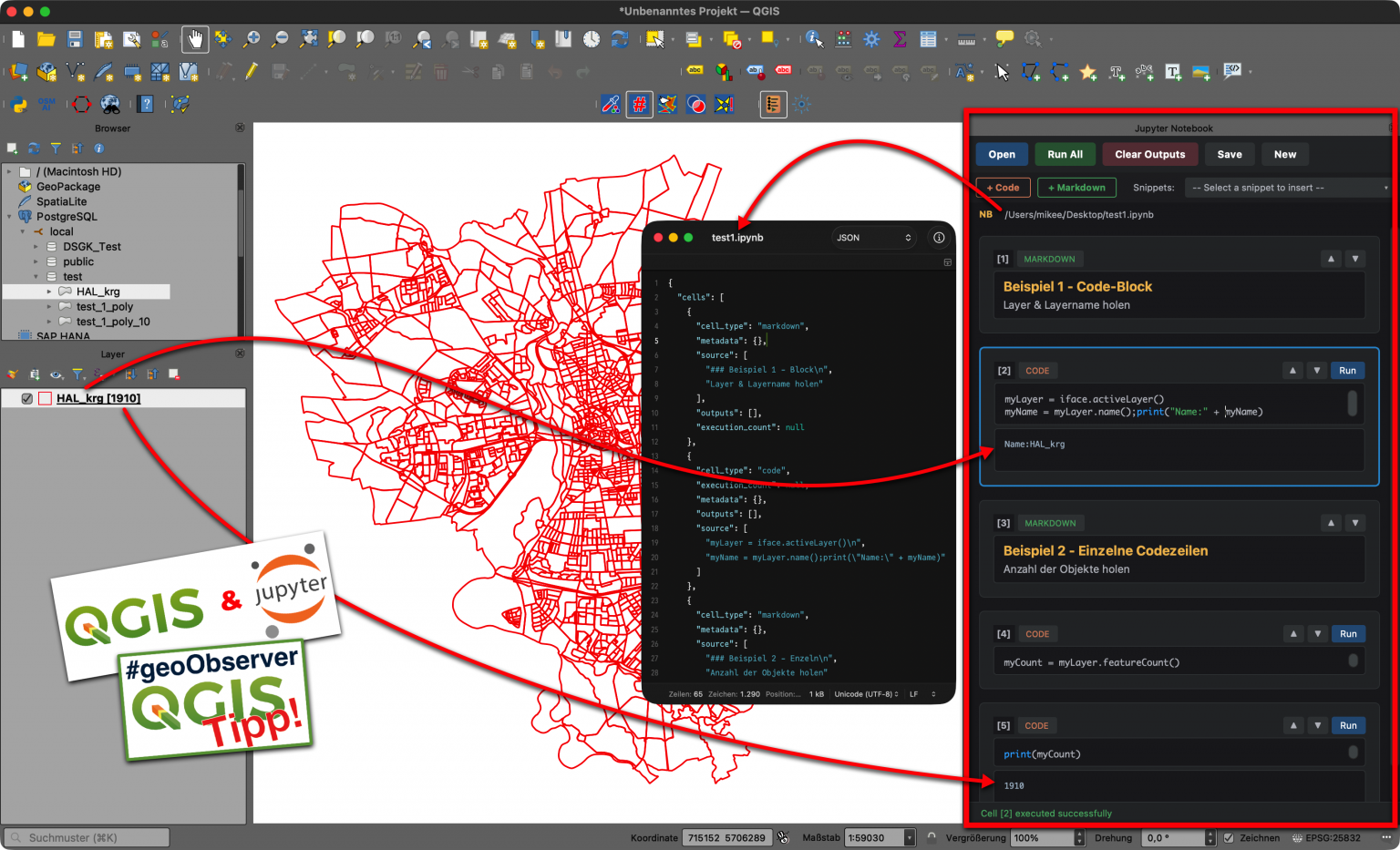 Notebook Plugin QGIS-Tipp: Schrittweise entwickeln mit Jupyter Notebook direkt im QGIS ...